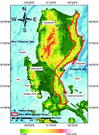 Map of the Sierra Madre Mountain Range